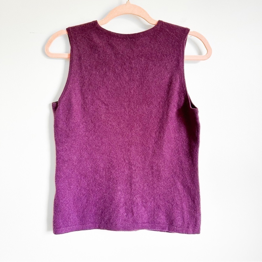 Lord & Taylor Dark Purple Cashmere Sleeveless Sweater sz Medium - Picture 3 of 3
